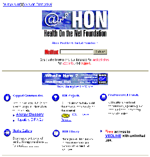 HON homepage screen
